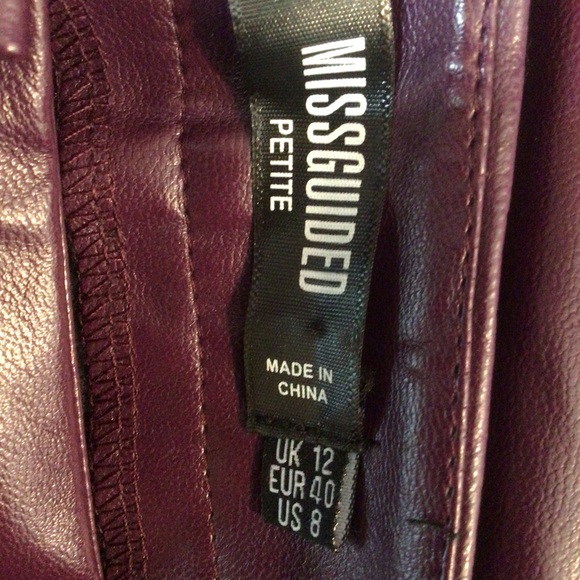 Misguided Faux Leather Trouser Pants Size US 8 Petite - Picture 8 of 8